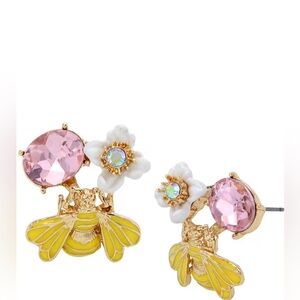 Betsey Jonhson Crystal Bug Cluster Button Stud Earrings
